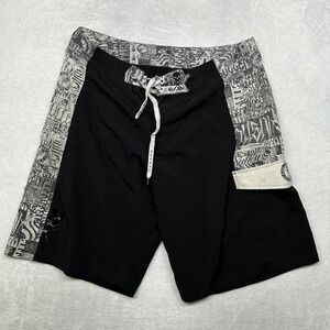 Sullen Art Collective Board Shorts Men's Black Tattoo Graphic Swim Trunks W36